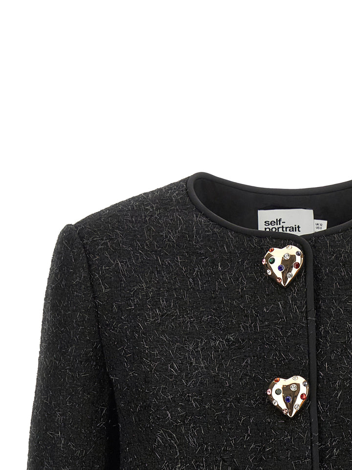 Self Portrait Bouclé Fur Jacket BlazerS - Black | a1f1c169722ba1bb68c4b661cb26e1d75f25e5f6
