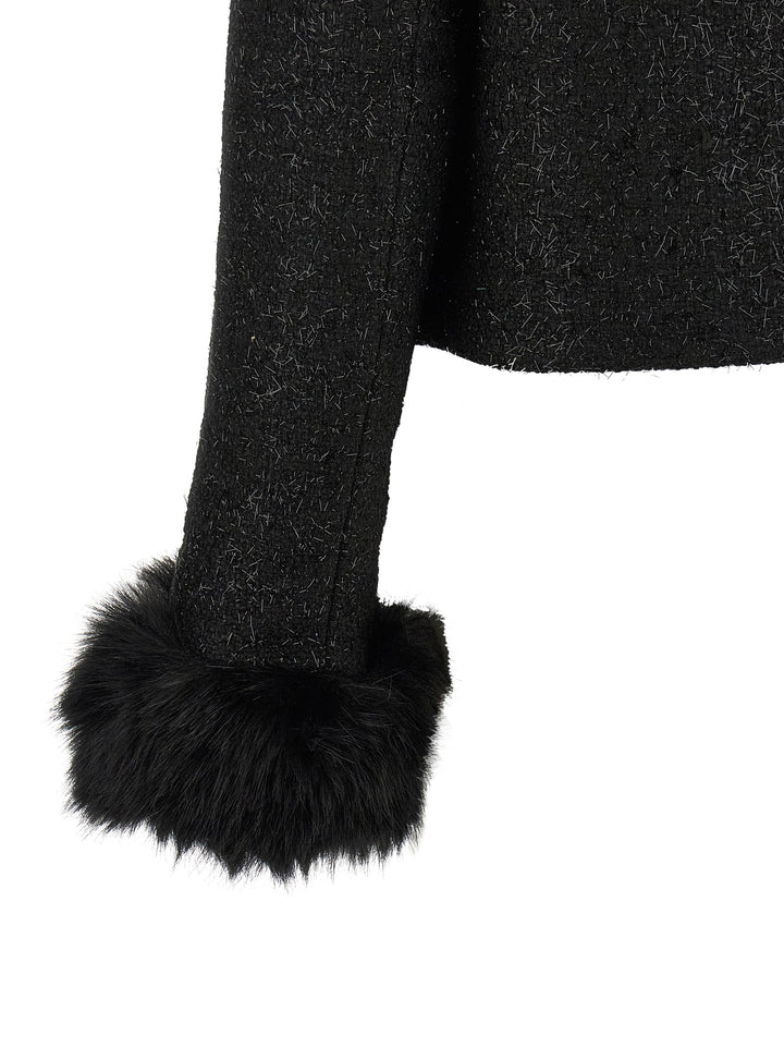 Self Portrait Bouclé Fur Jacket BlazerS - Black | e3c4adf3b757c0512c0d916c35762400388d04e4