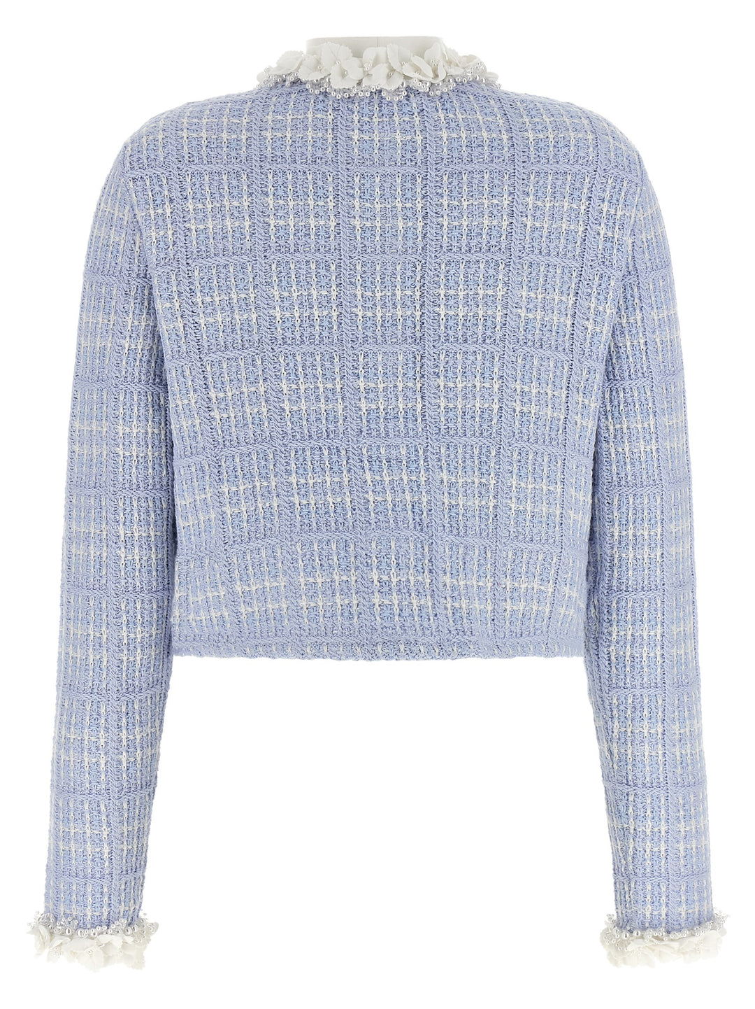 Self Portrait Check Knit Jacket BlazerS - Blue | b20124c6c4906bb6365b1fcf60629a68656f93d7