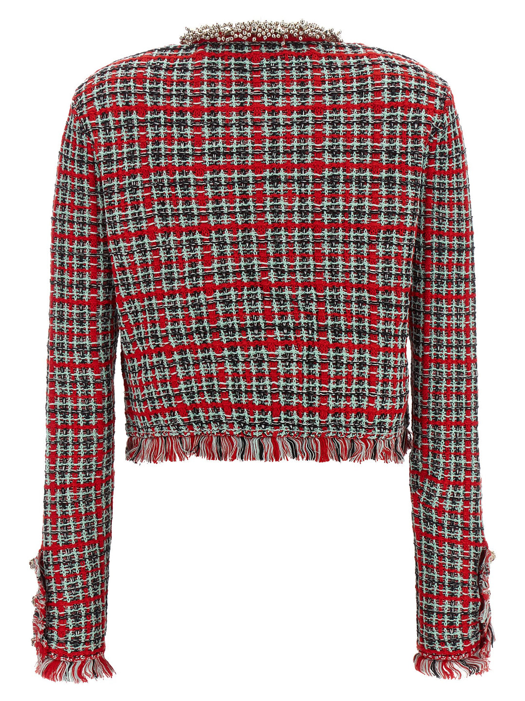 Self Portrait Fringed Knit Jacket BlazerS - Red | c204f8ce2c3ce33c16936ac07da98ae70bd71abf