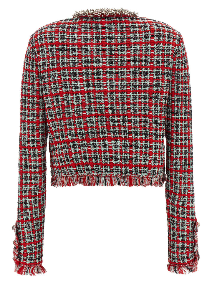 Self Portrait Fringed Knit Jacket BlazerS - Red | c204f8ce2c3ce33c16936ac07da98ae70bd71abf