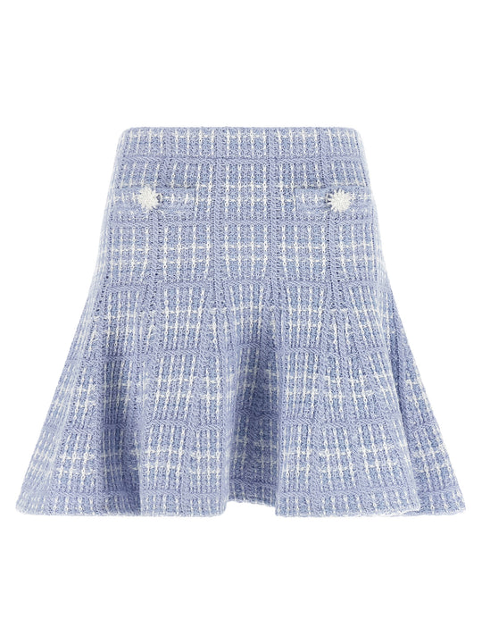 Check Knit Skirt Skirts Blue