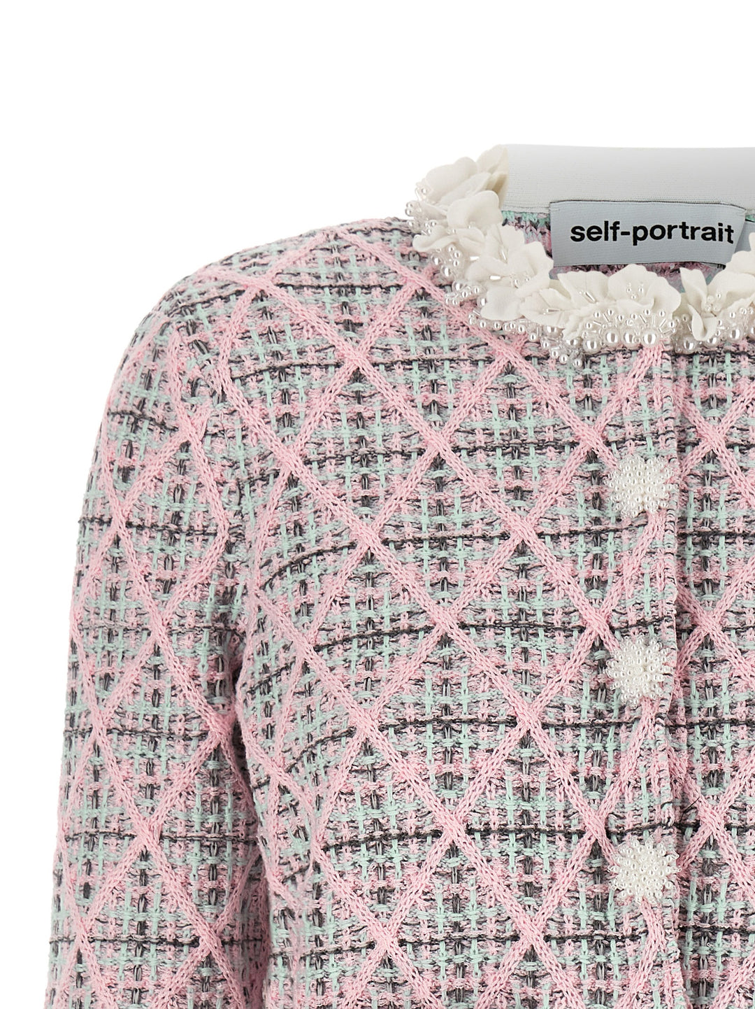 Self Portrait Floral Collar Cardigan Sweaters and Cardigans - Pink | 26bed3efab3d0ea7244635302a0d57e10fafa5e3