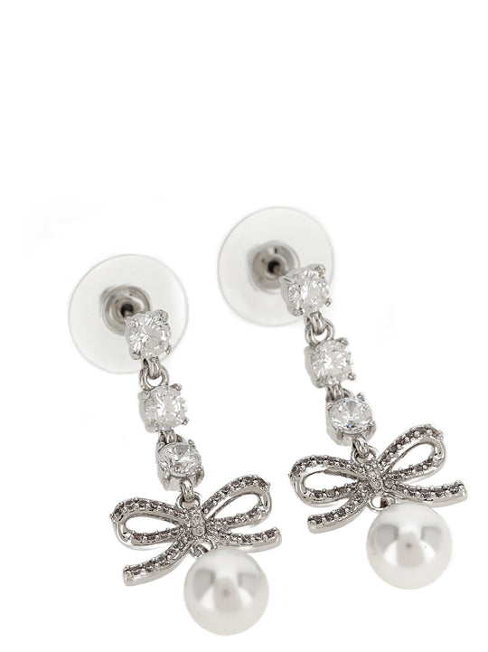 Bow Crystal Charm Jewelry Silver