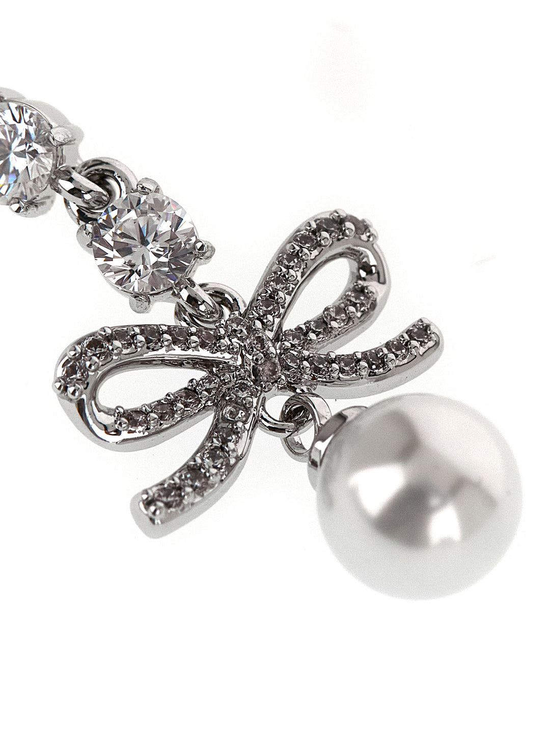 Self Portrait Bow Crystal Charm Jewelry - Silver | 09687bf6a0bb351738980de09392bf9f44c63ee0