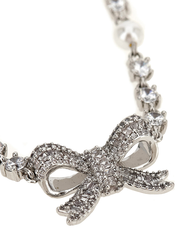 Self Portrait Crystal Pearl Bow Jewelry - Silver | 5e5dd6b086d2221552126b8ec14fa324b2898491