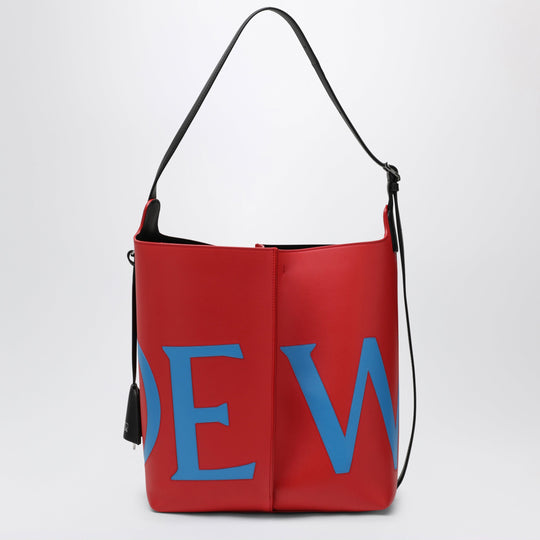 Large Bilbao Bucket Bag In Red/Blue Leather