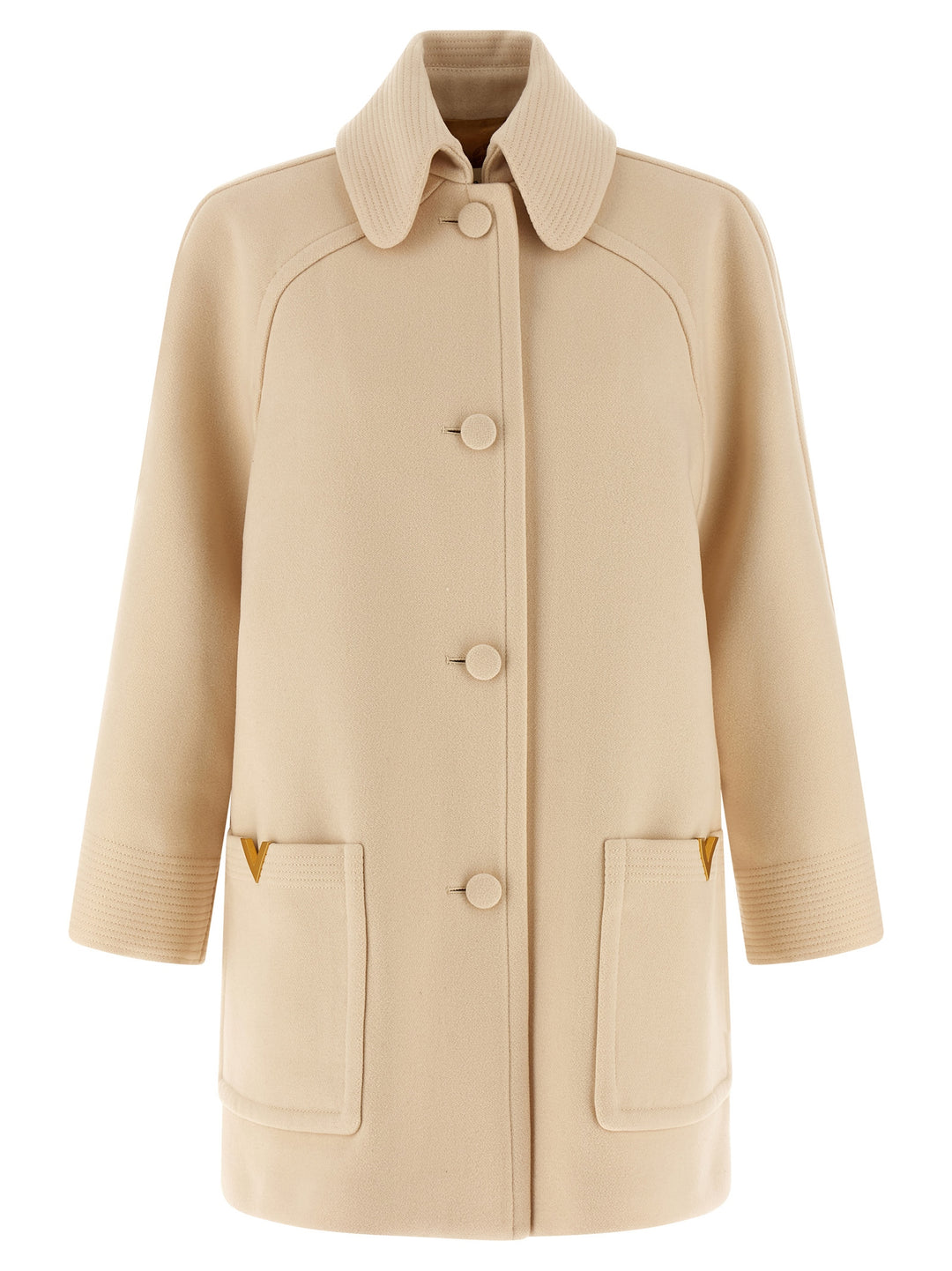 Valentino Garavani Valentino Garavani Wool Drap Coat Coats and Trench Coats - Beige | 2593e398451d69923cd9852c6727cb522c805fdb