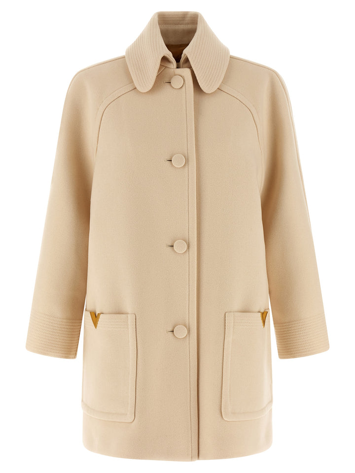 Valentino Garavani Valentino Garavani Wool Drap Coat Coats and Trench Coats - Beige | 2593e398451d69923cd9852c6727cb522c805fdb