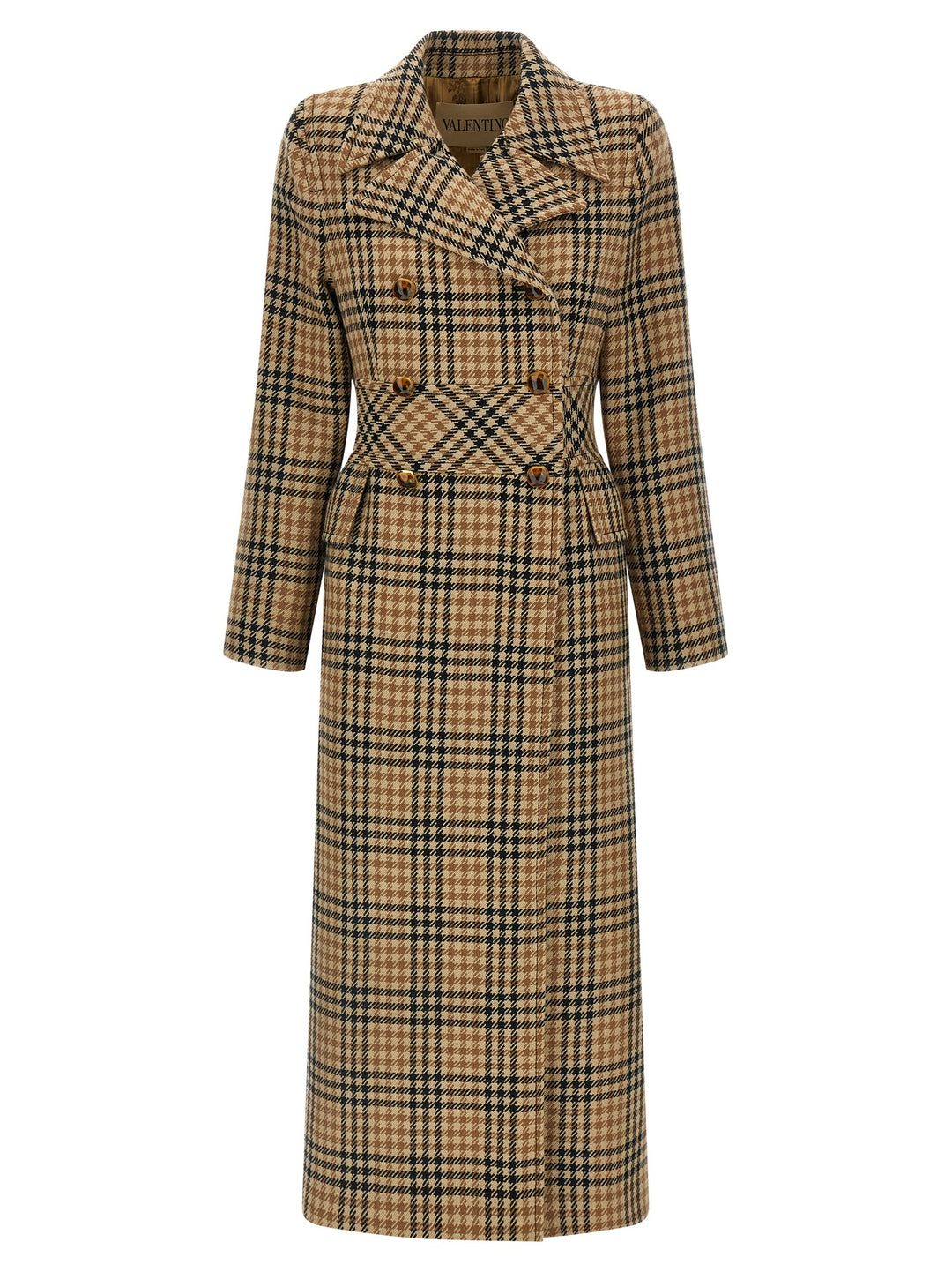 Valentino Garavani Valentino Garavani Houndstooth Wool Coat Coats and Trench Coats - Brown | 13bfb04ac0c2d7db052c876f9b0df4f0508318db