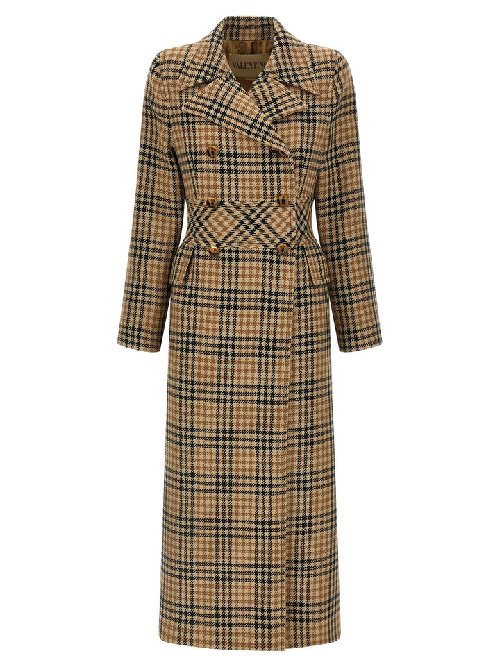 Valentino Garavani Valentino Garavani Houndstooth Wool Coat Coats and Trench Coats - Brown | 13bfb04ac0c2d7db052c876f9b0df4f0508318db