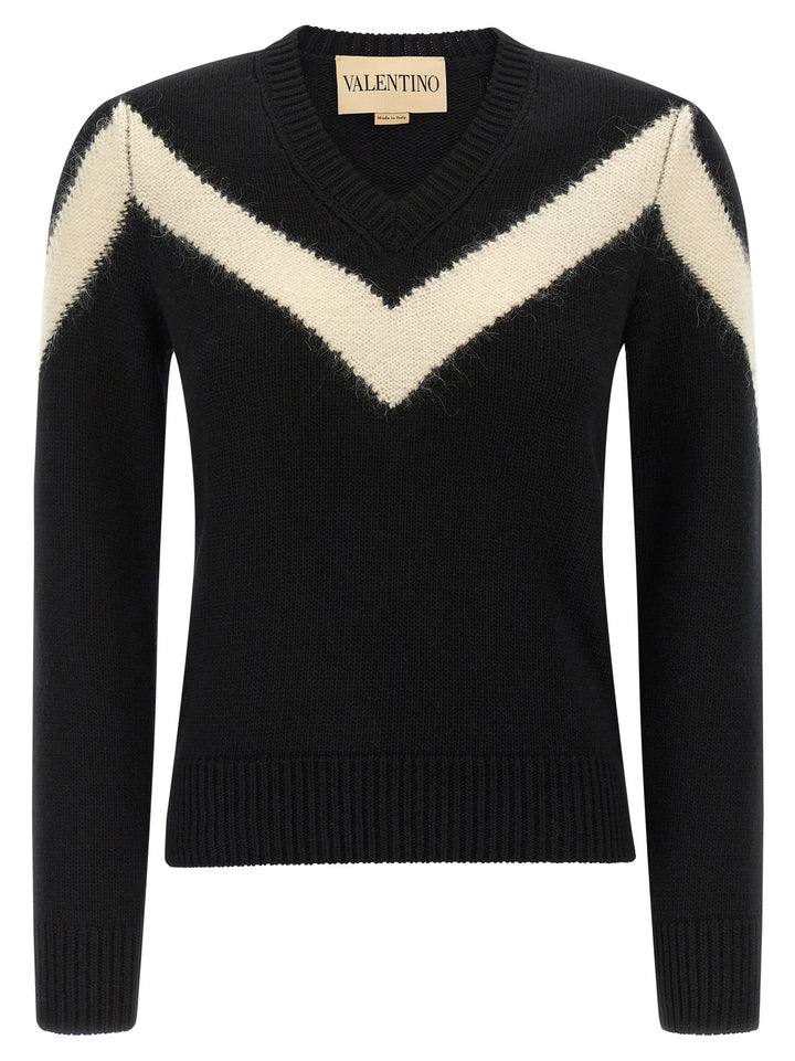 Valentino Garavani Valentino Garavani Vlogosignature Bow Sweater Sweaters and Cardigans - White/Black | ebc3e407c8ee65c0a668423eb4f807db6c470fe1
