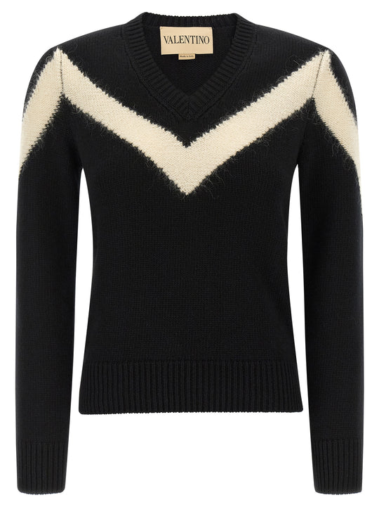 Valentino Garavani Vlogosignature Bow Sweater Sweaters And Cardigans White/Black