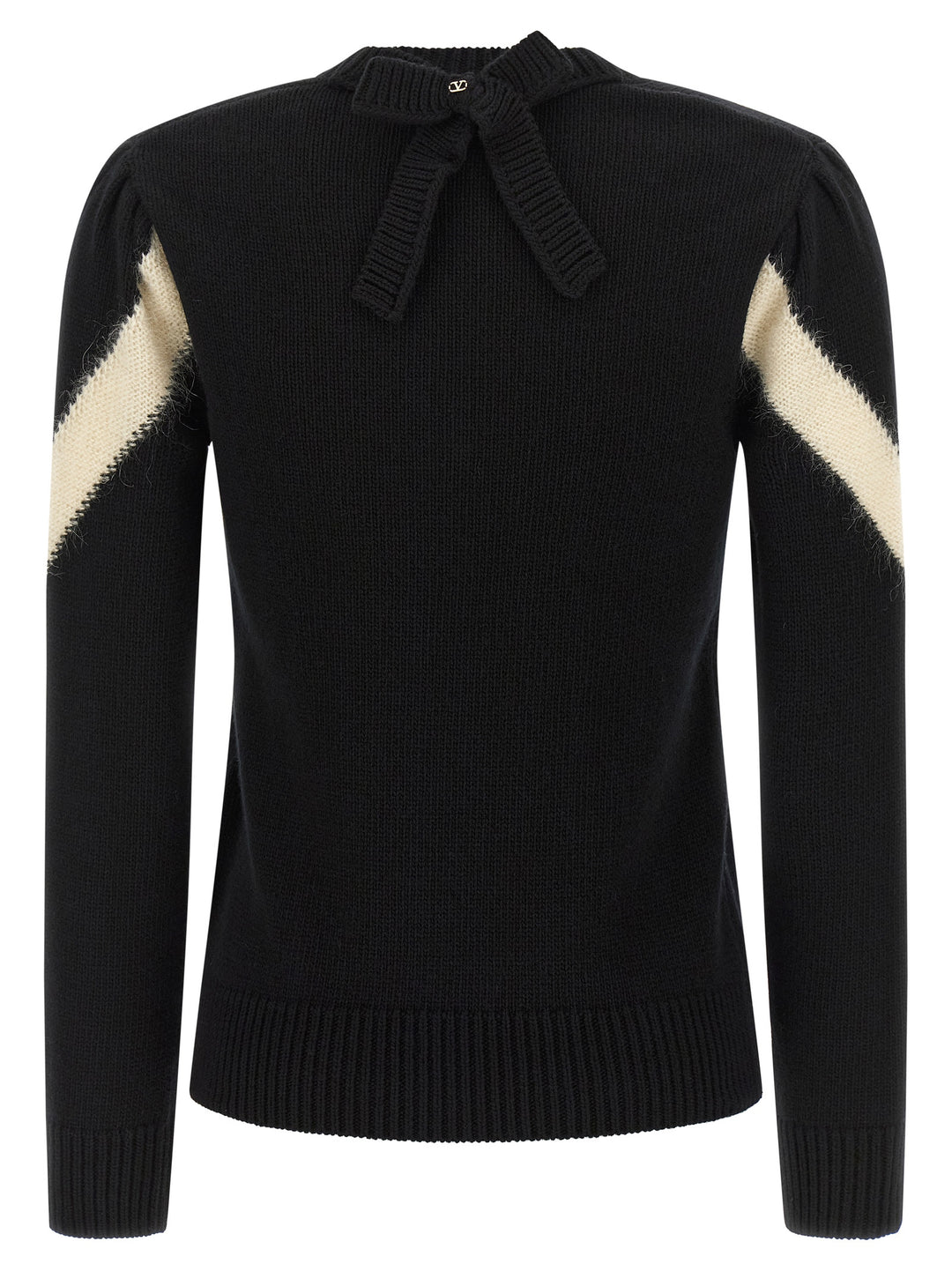 Valentino Garavani Valentino Garavani Vlogosignature Bow Sweater Sweaters and Cardigans - White/Black | 37bf616a96ff79aa1b3467844b0b824ee8fe5d22