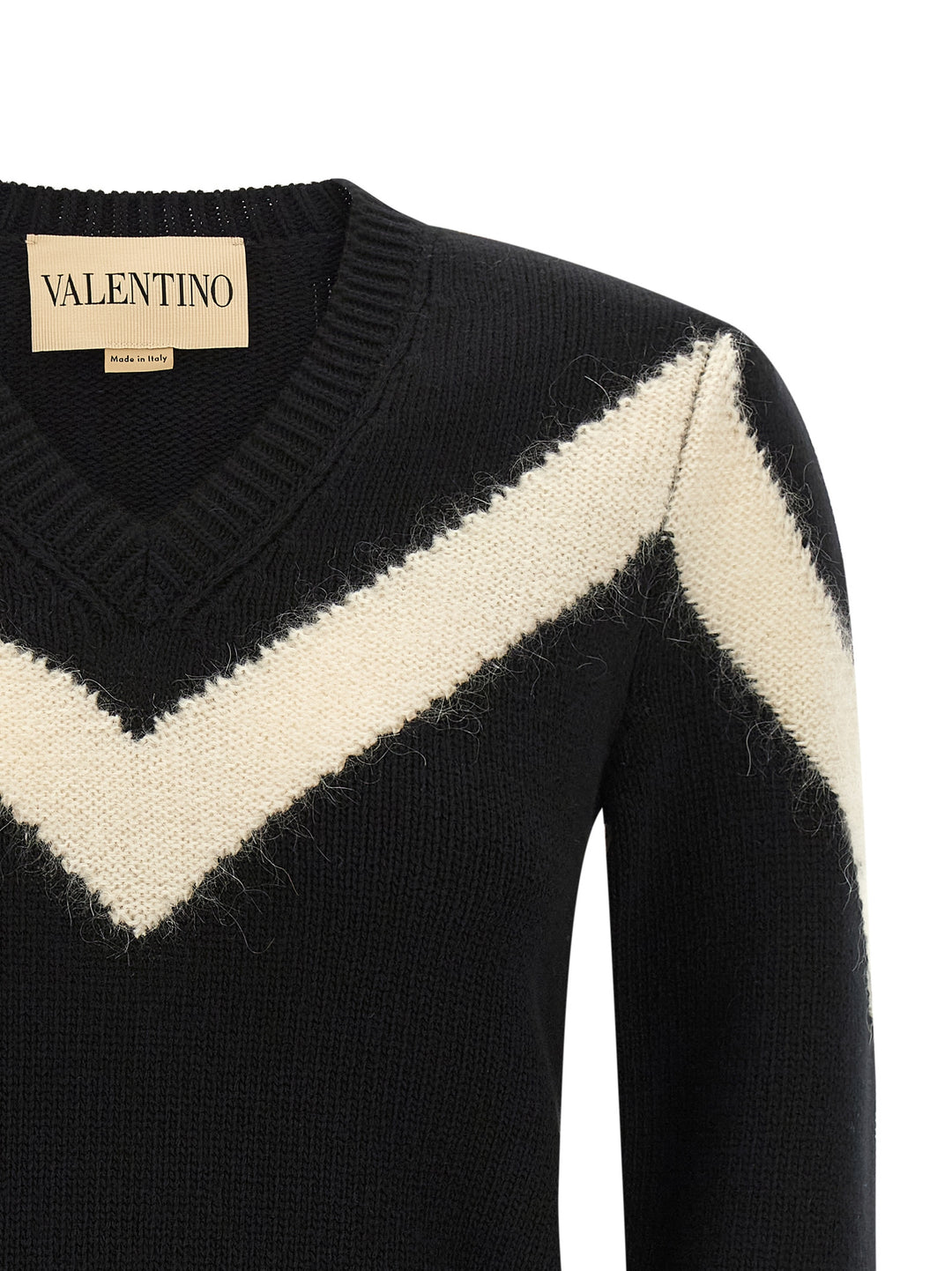 Valentino Garavani Valentino Garavani Vlogosignature Bow Sweater Sweaters and Cardigans - White/Black | 32e0f52e4baee1946ed3fedafbc268229118d87a