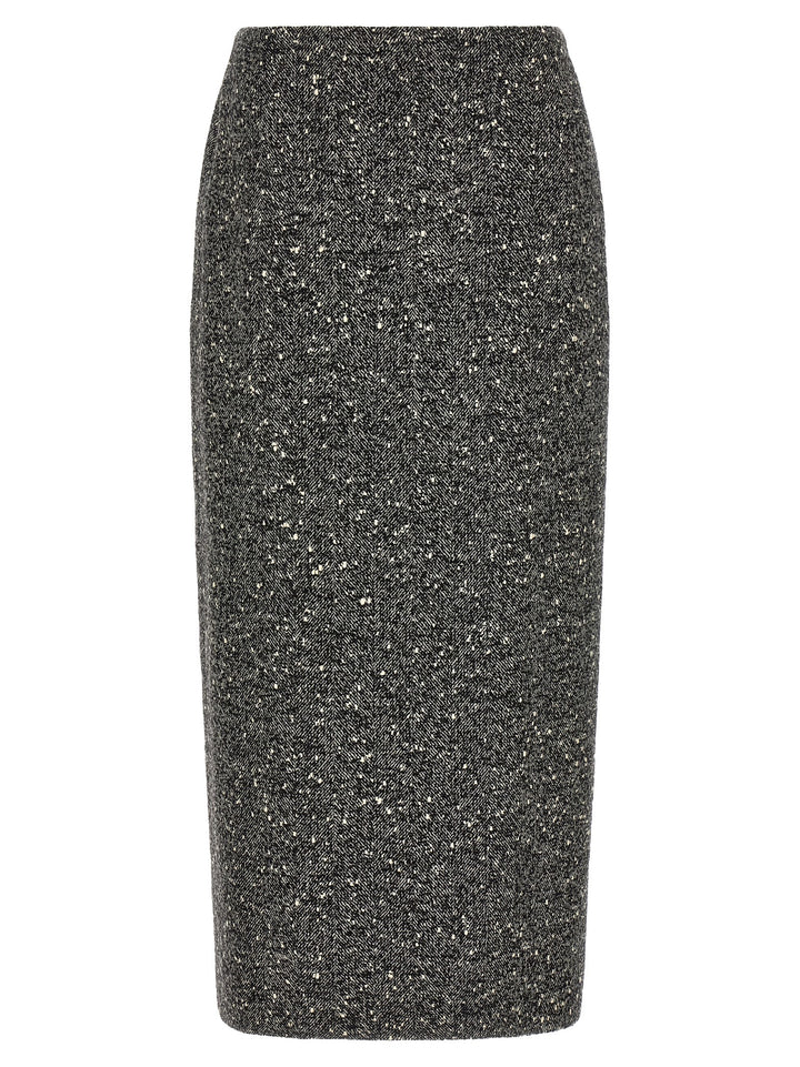 Valentino Garavani Valentino Garavani Chevron Bouclé Skirt Skirts - White/Black | 8c47cf5427f0da62a336ed633b9635d882bb8cf2