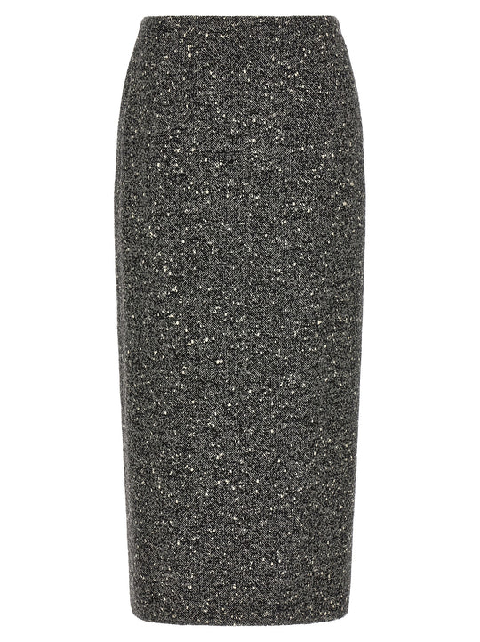 Valentino Garavani Chevron Bouclé Skirt Skirts White/Black