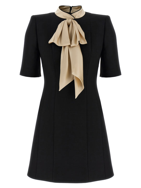 Valentino Garavani Wool And Silk Dress Dresses Black