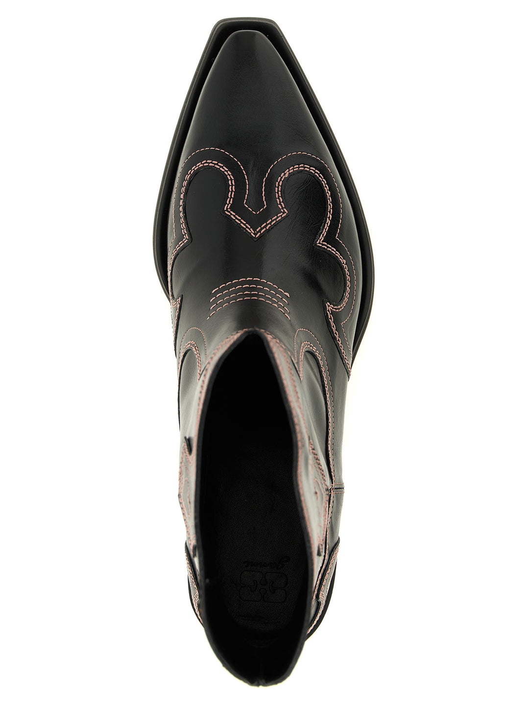 Ganni Low Shaft Embroidered Western Boots and Ankle Boots - Black | 9f97dd1dc0a625785cf7535f79089129fcbdc43d