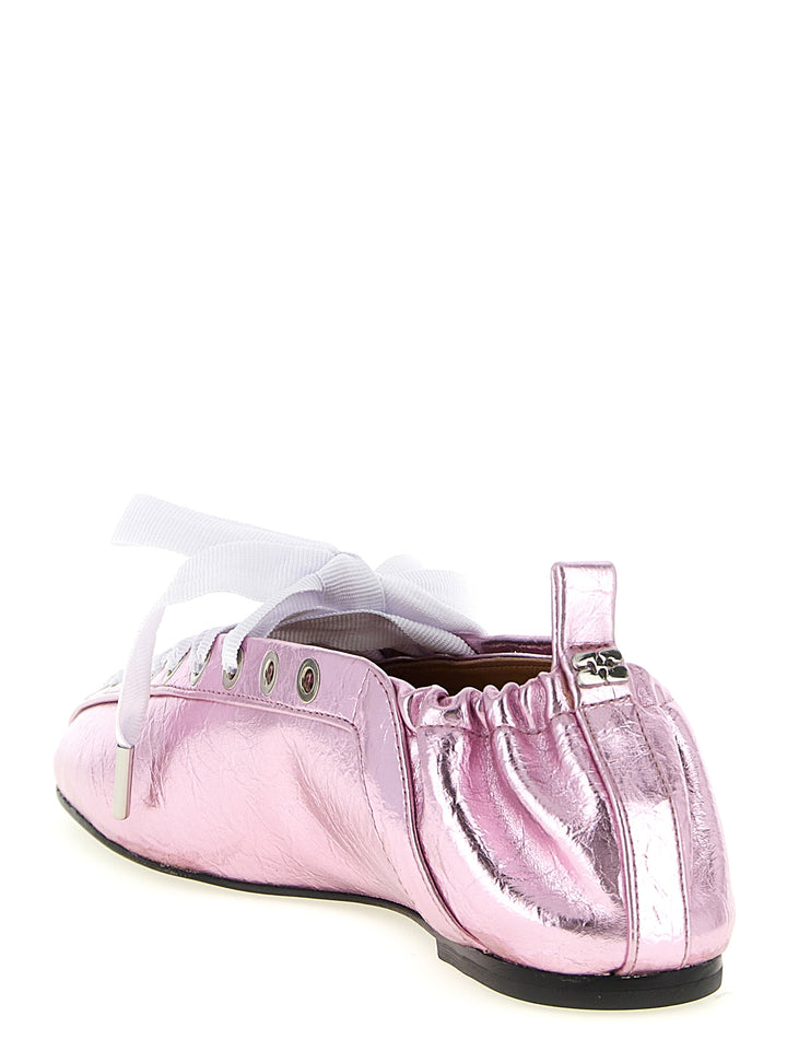 Ganni Lace-Up Flat shoes - Pink | 3eb4d6a3095518a26a6de8e03677fd3861daf747
