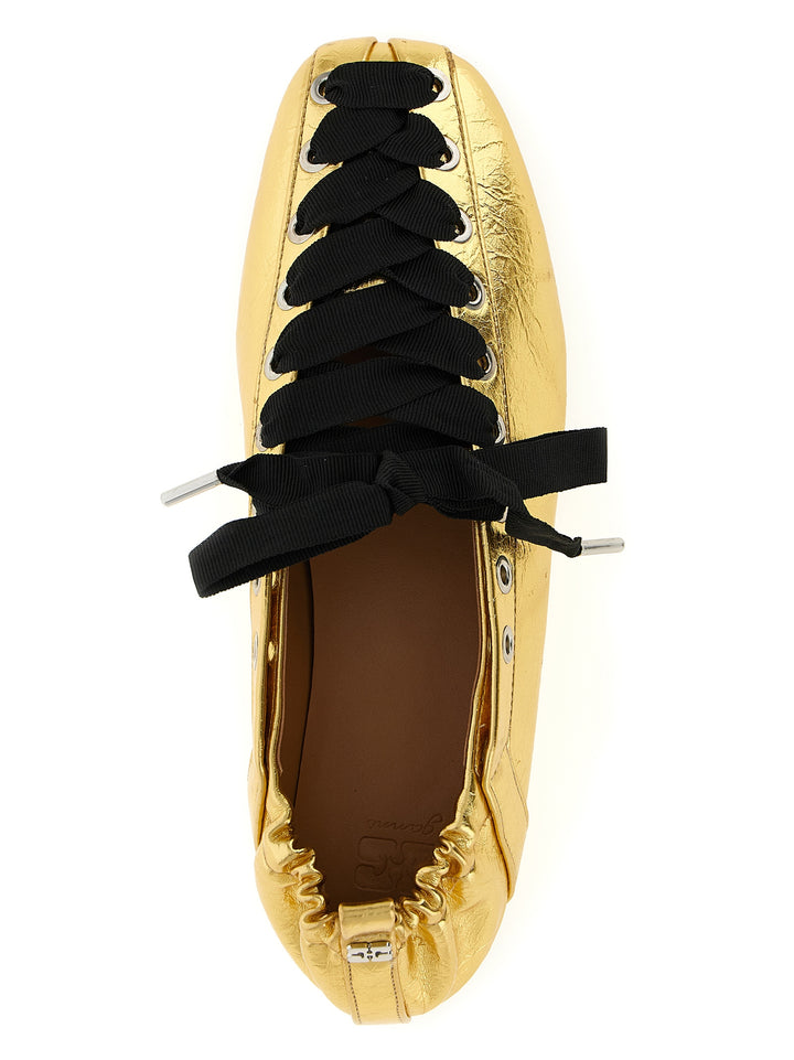Ganni Lace-Up Flat shoes - Gold | fc6f59de7423cda7548063a9666892d9ee2a0ed5