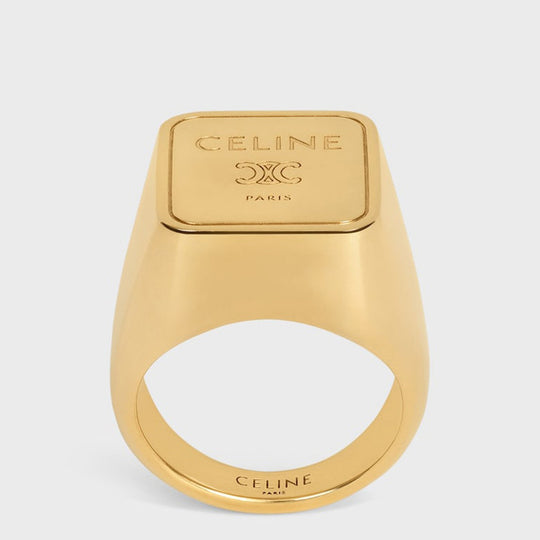 Triomphe Square Signet Ring In Brass
