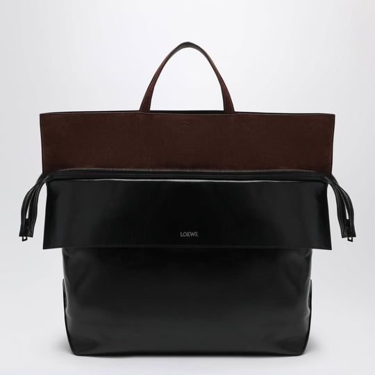 Large Switch Tote Bag In Black/Espresso Leather And Suede