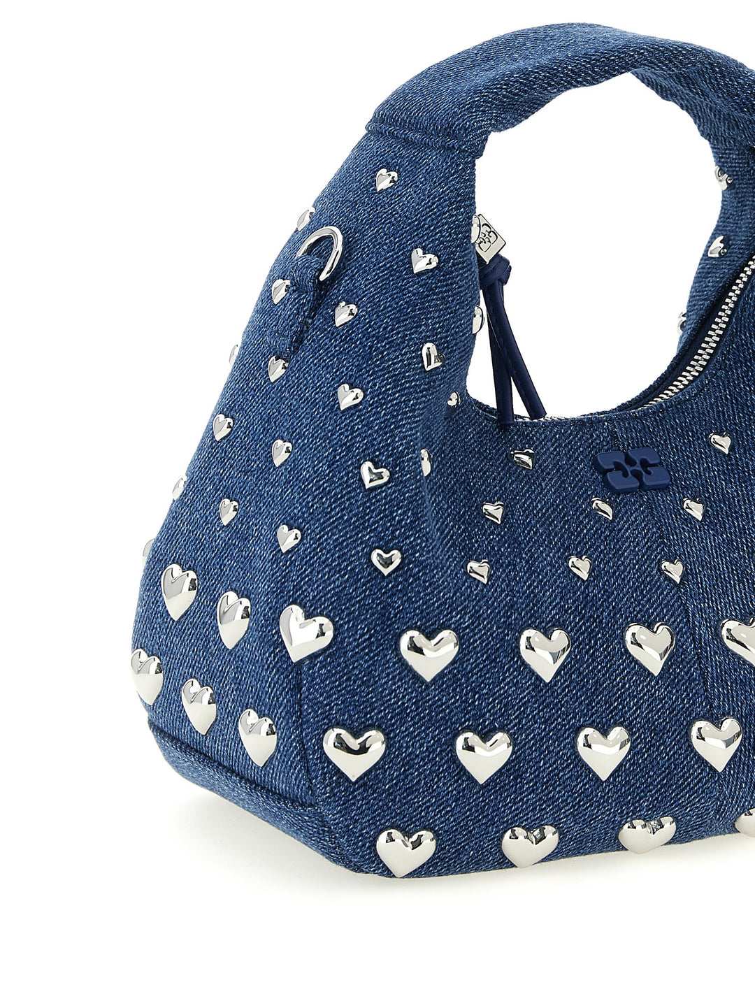 Ganni Denim Stud Mini Hobo Hand Bags - Blue | 5c29d98a82e256cc982ce29d68f37d2a3af9237f