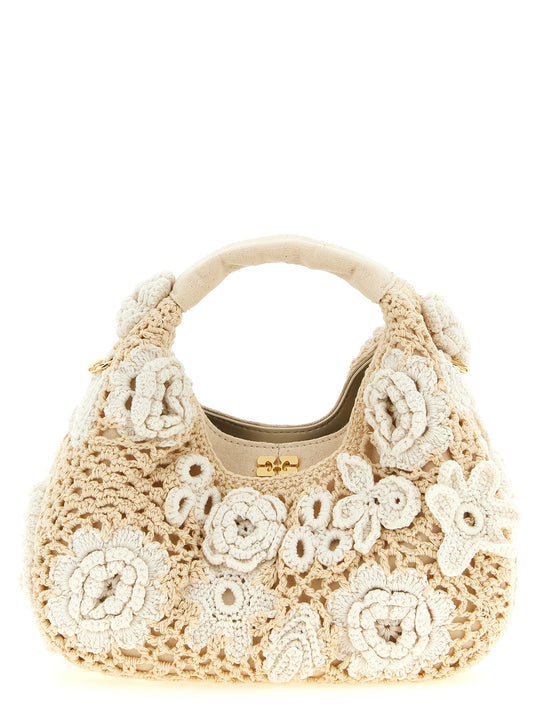 Mini Hobo Crochet Hand Bags White
