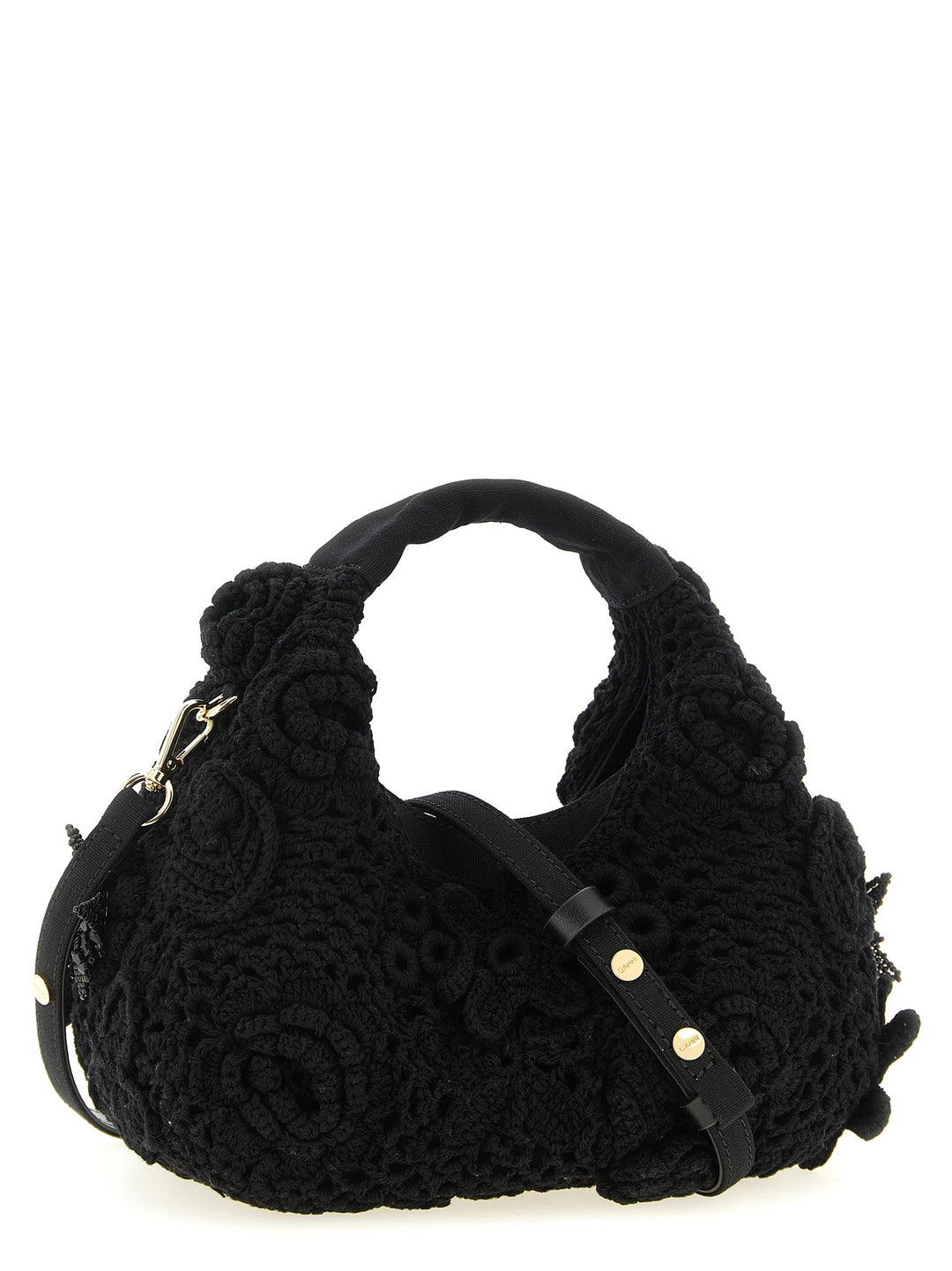 Ganni Mini Hobo Crochet Hand Bags - Black | c7118fc376e2365bcb2e7a32bc7577ac3ea446b8
