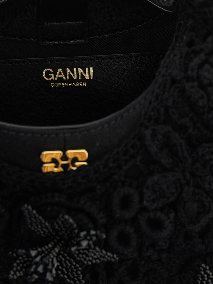 Ganni Mini Hobo Crochet Hand Bags - Black | 93cada5518283246914985cc2f7adbd3b21beb70