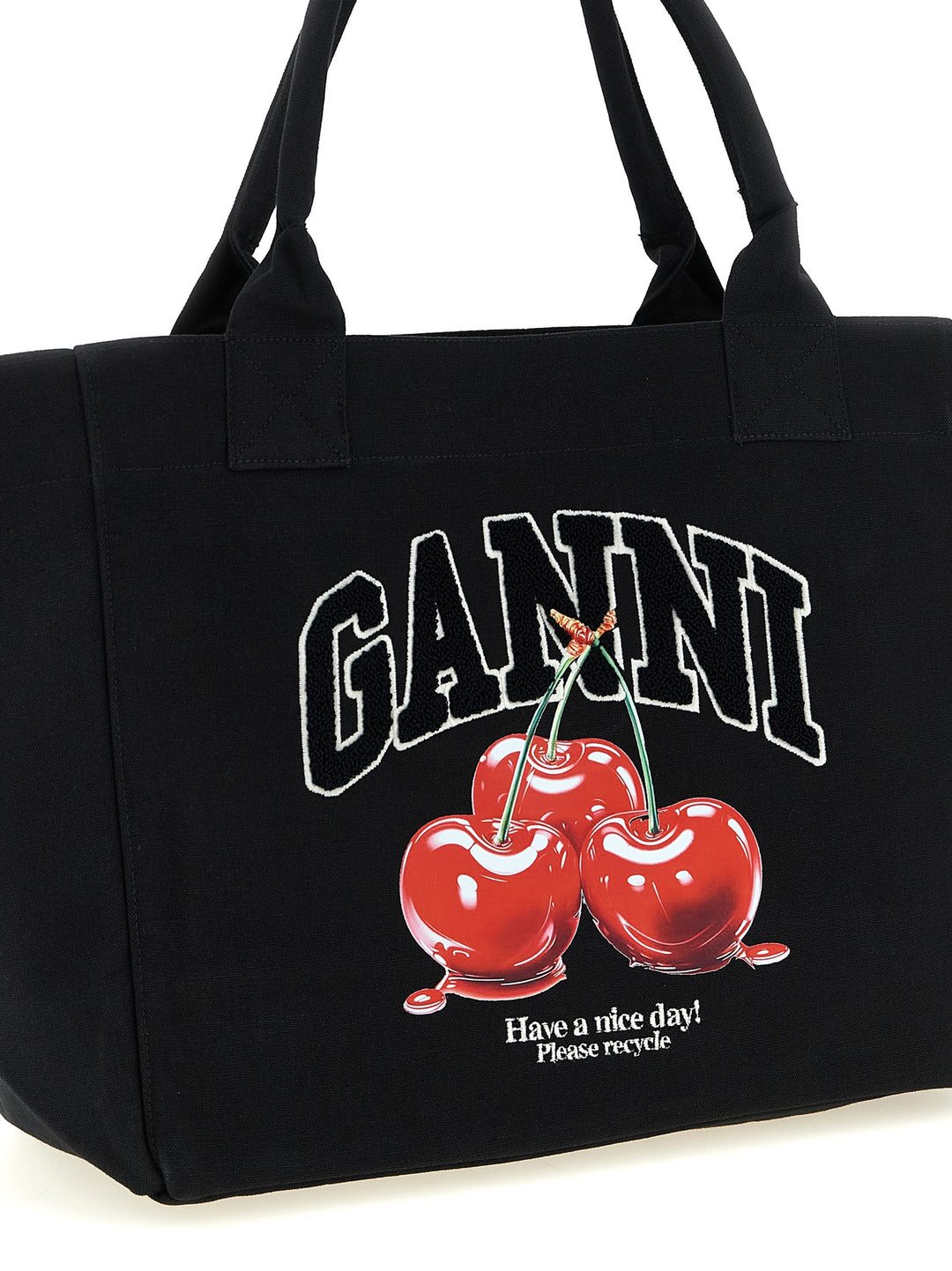 Ganni Black Medium Cherry Tote Tote Bag - Black | 73d826f2f621875ec34af7795cce55f3833308ed