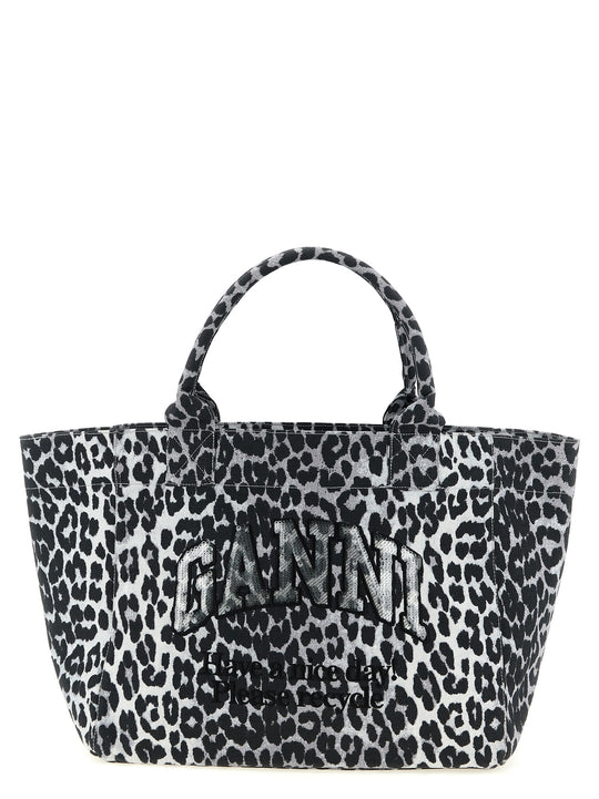 Leopard Medium Tote Tote Bag Gray