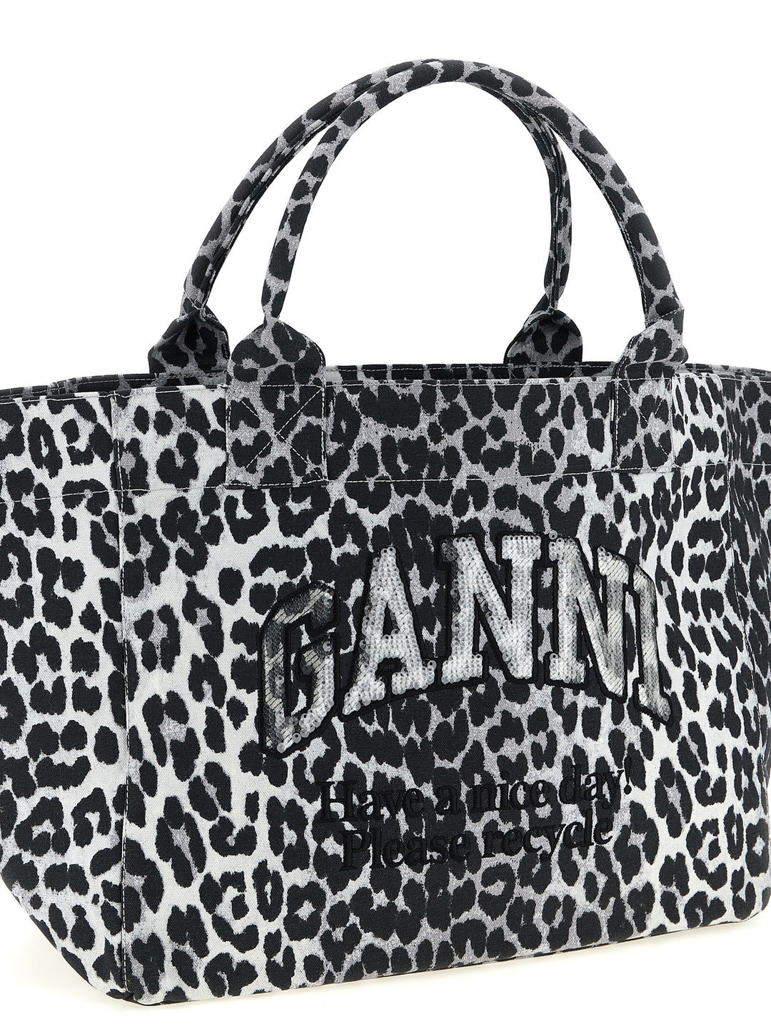 Ganni Leopard Medium Tote Tote Bag - Gray | aac03a62f728404f0cdef046a5d9056b990dc9c5
