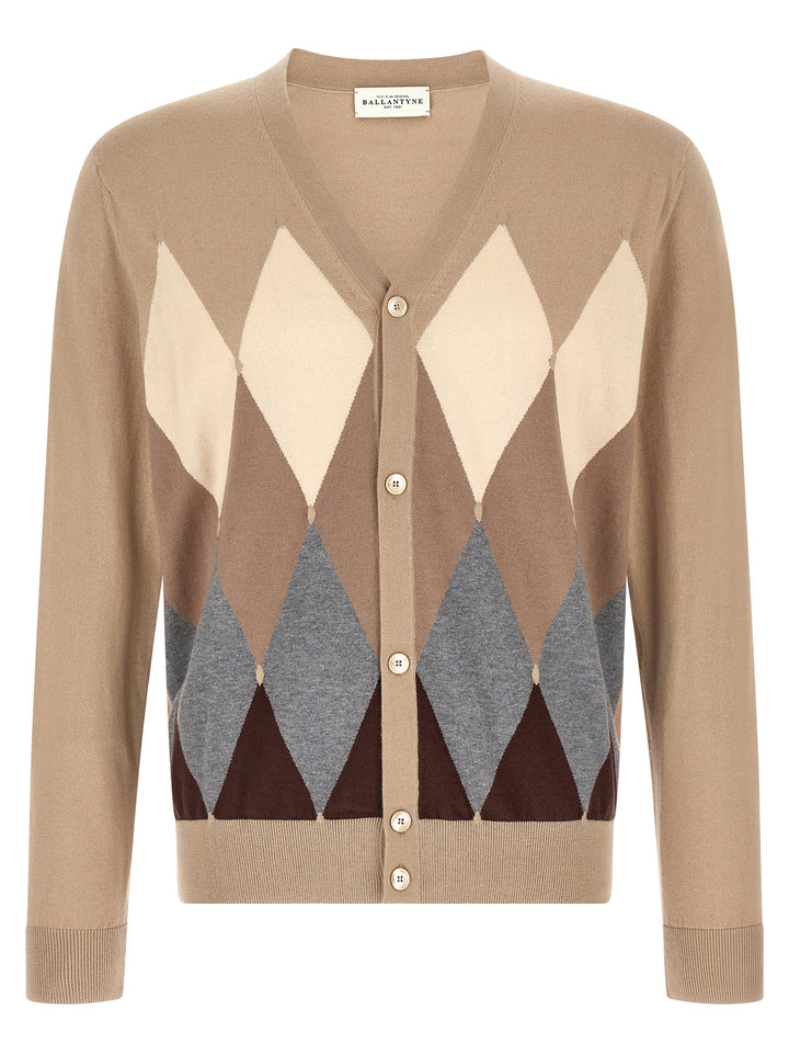 Ballantyne Cardigan Argyle Sweaters and Cardigans - Beige | 8b5246ab682a63894fef46df3120a8bafe3f8d8d