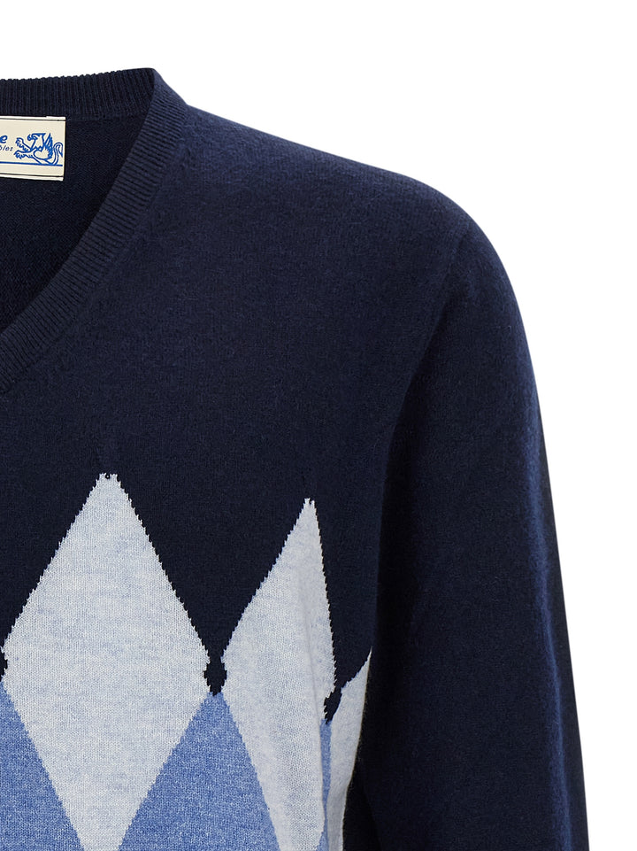 Ballantyne Argyle Pattern Sweater Sweaters and Cardigans - Blue | 82f52e23bad934282b2c9944d1b629621cfae802