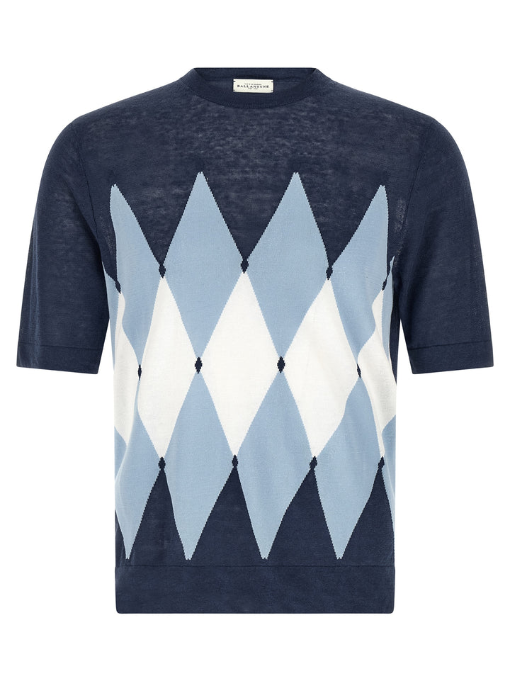 Ballantyne Argyle T-shirt - Blue | 4eb72f1e2e8e8e98e2ee06ac2273db22c05fcaef