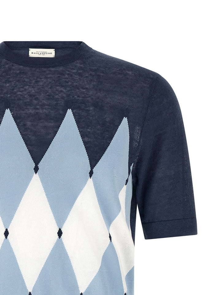 Ballantyne Argyle T-shirt - Blue | a1f25df6463415a9579526a5619933fff973dd8a