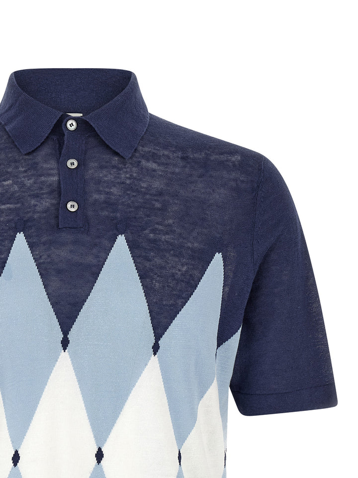 Ballantyne Argyle Polo - Blue | 77f3e180f27507a3f8eeaad83d249c5a88069f15