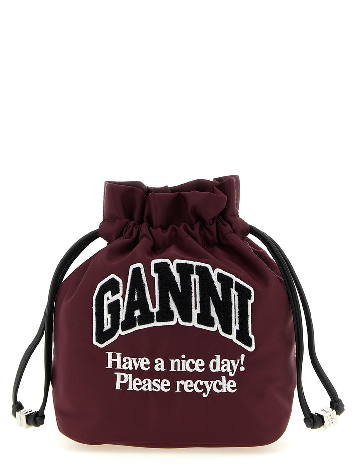 Ganni Ganni Logo Clutch - Bordeaux | 34f54a5cd48e4739a6997702f58ecdb202e09ab7