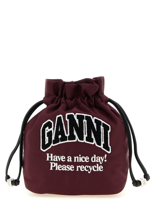 Ganni Logo Clutch Bordeaux