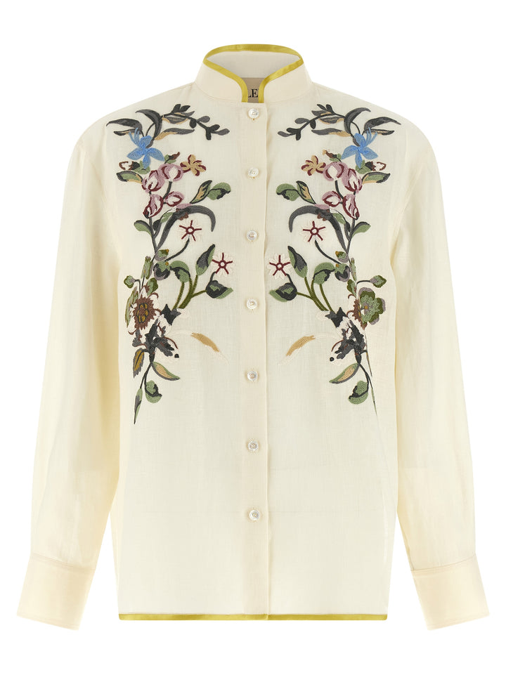 Valentino Garavani Valentino Garavani Floral Embroidery Shirt Shirt and Blouse - Beige | 7216657adc45eaed7999064de8dadc1a34c804aa