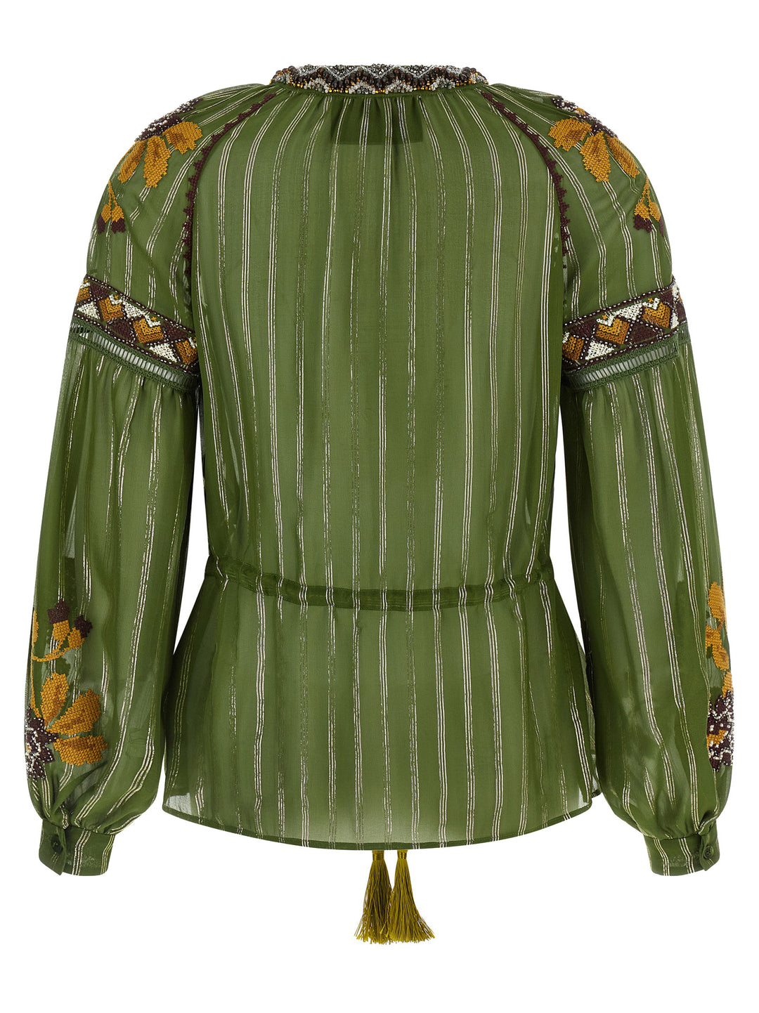 Valentino Garavani Valentino Garavani Embroidered Lurex Silk Shirt Shirt and Blouse - Green | 9fe4ec5a06cc9dd62a45f147d0d309148bdad928