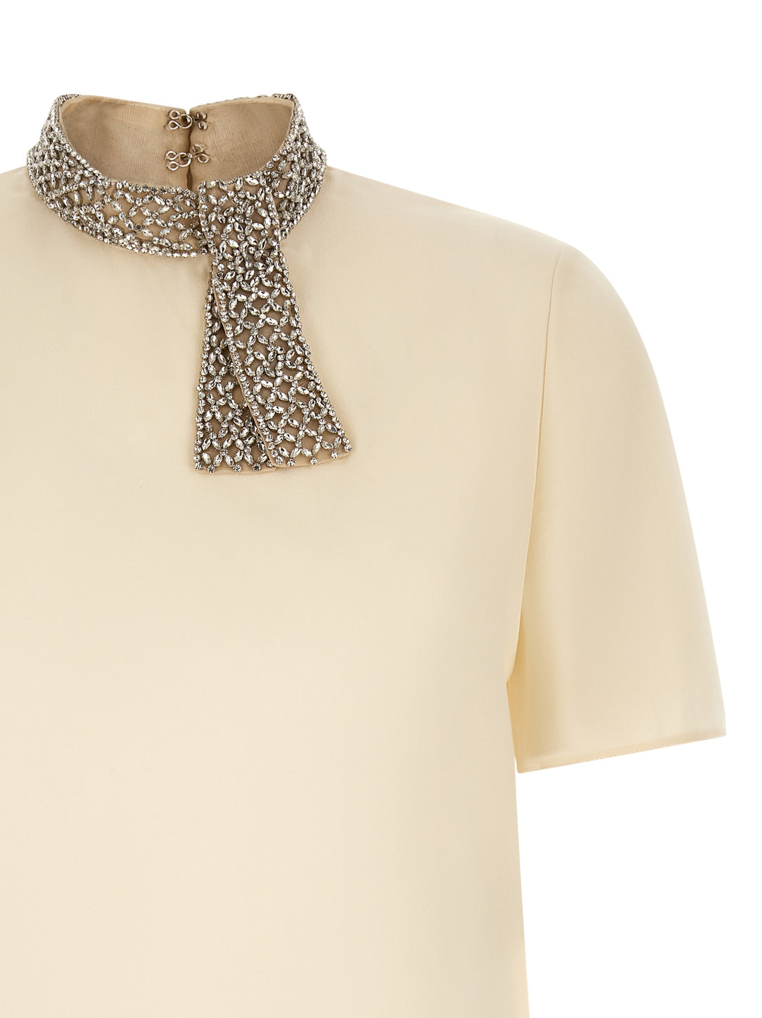 Valentino Garavani Valentino Garavani Jewel Collar Top Tops - White | 03d32898850fecf893a8d8b3a43f86b1440a82c9