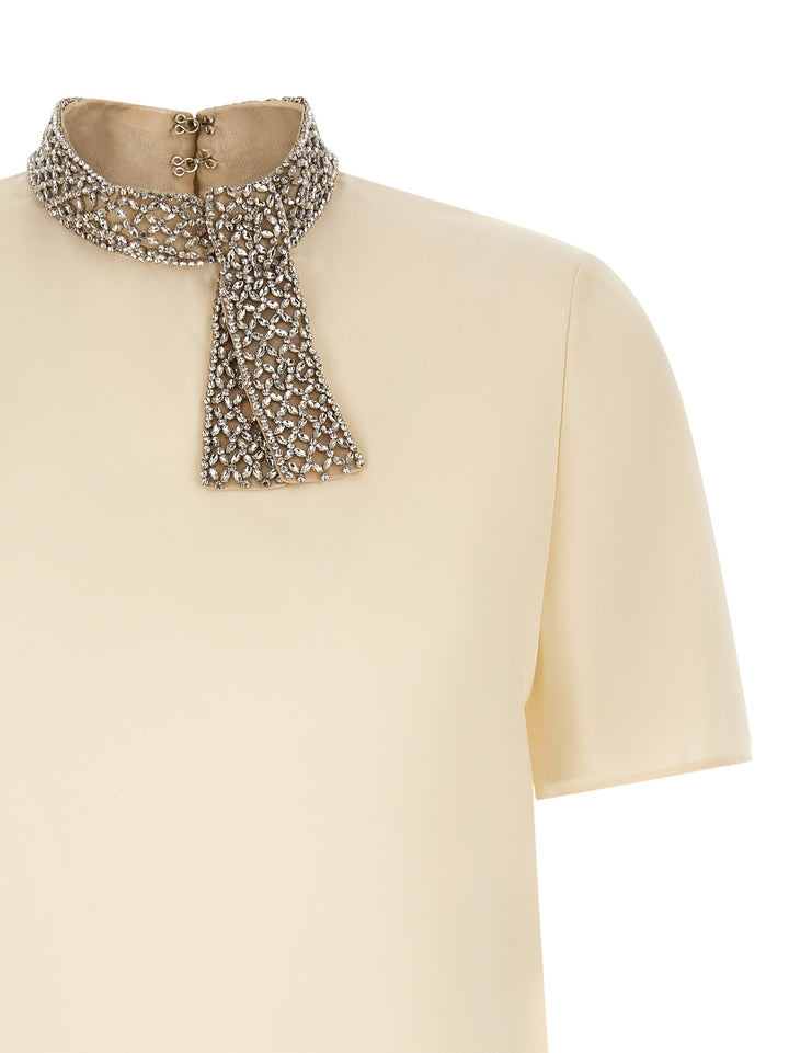 Valentino Garavani Valentino Garavani Jewel Collar Top Tops - White | 03d32898850fecf893a8d8b3a43f86b1440a82c9