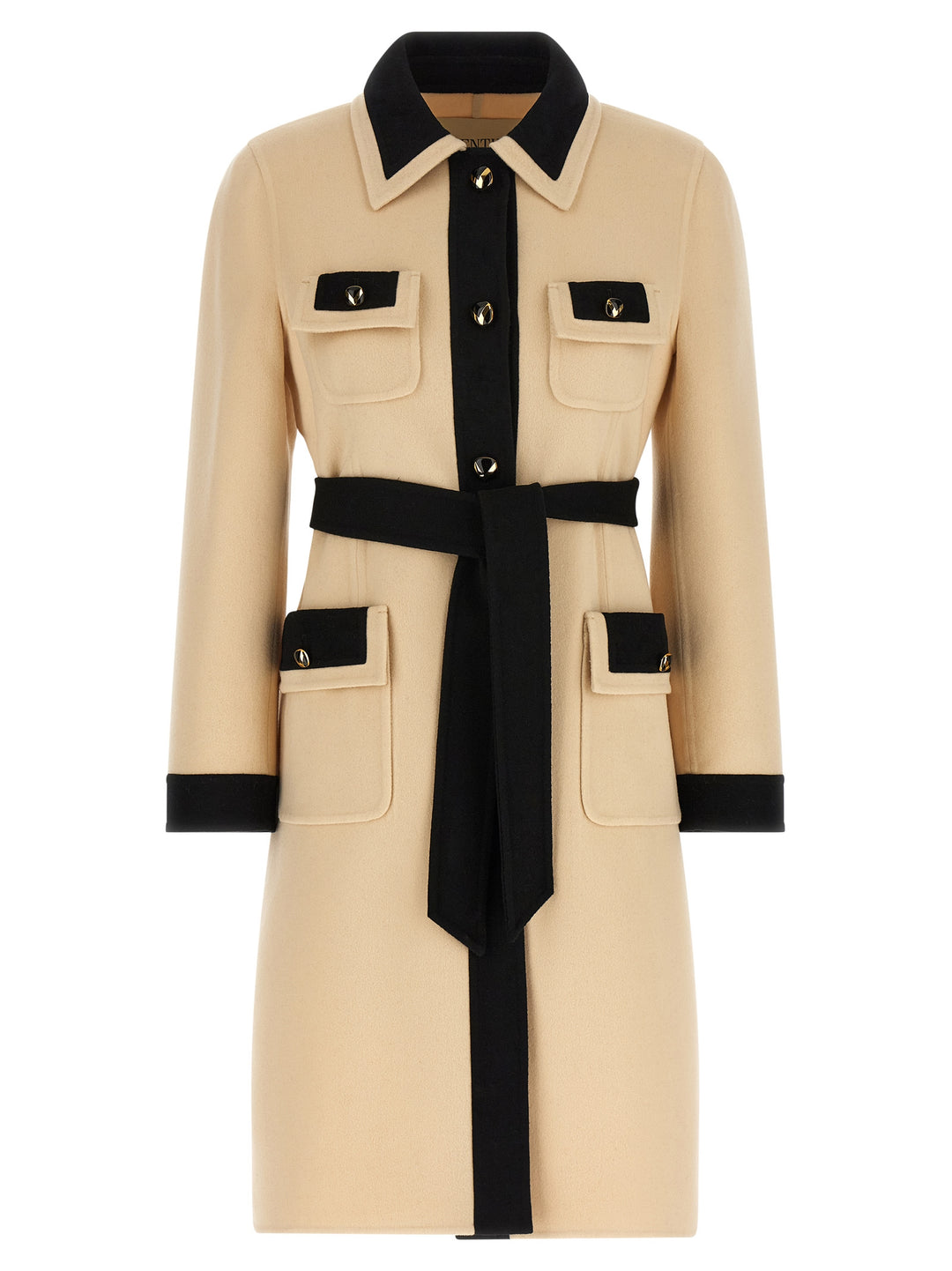 Valentino Garavani Valentino Garavani Wool Coat Coats and Trench Coats - White/Black | c28835335ee3fed1f0bb2c0819fc1796962cafb5