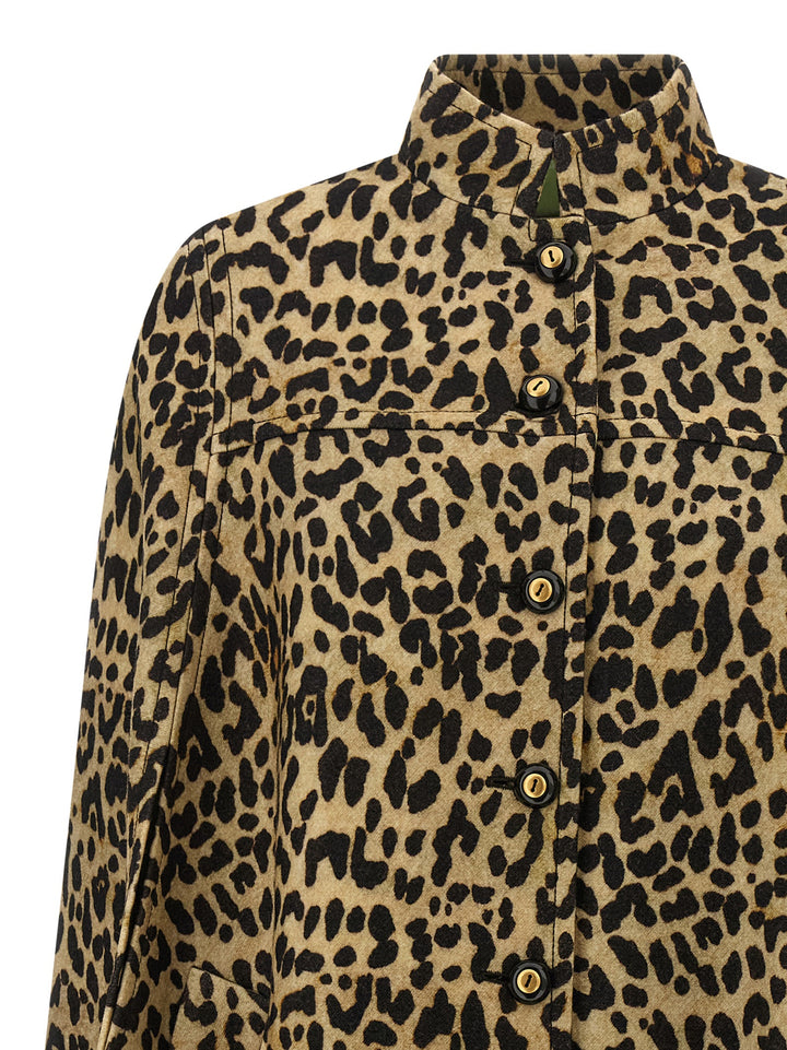Valentino Garavani Valentino Garavani Cape In Animalier Cloth Capes - Brown | 10d2dd82e44590c64f789b116a89e63acefd5e88