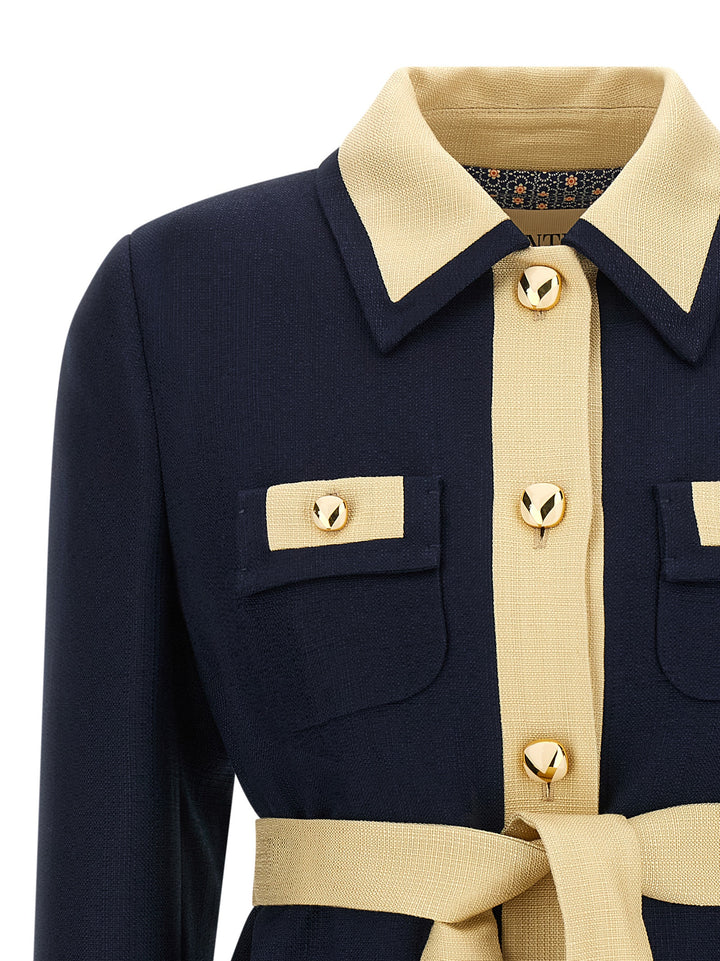 Valentino Garavani Valentino Garavani Belted Caban Puffer Jackets - Blue | 1f6f90eca109552735b729b01172a99e8ae0ceed