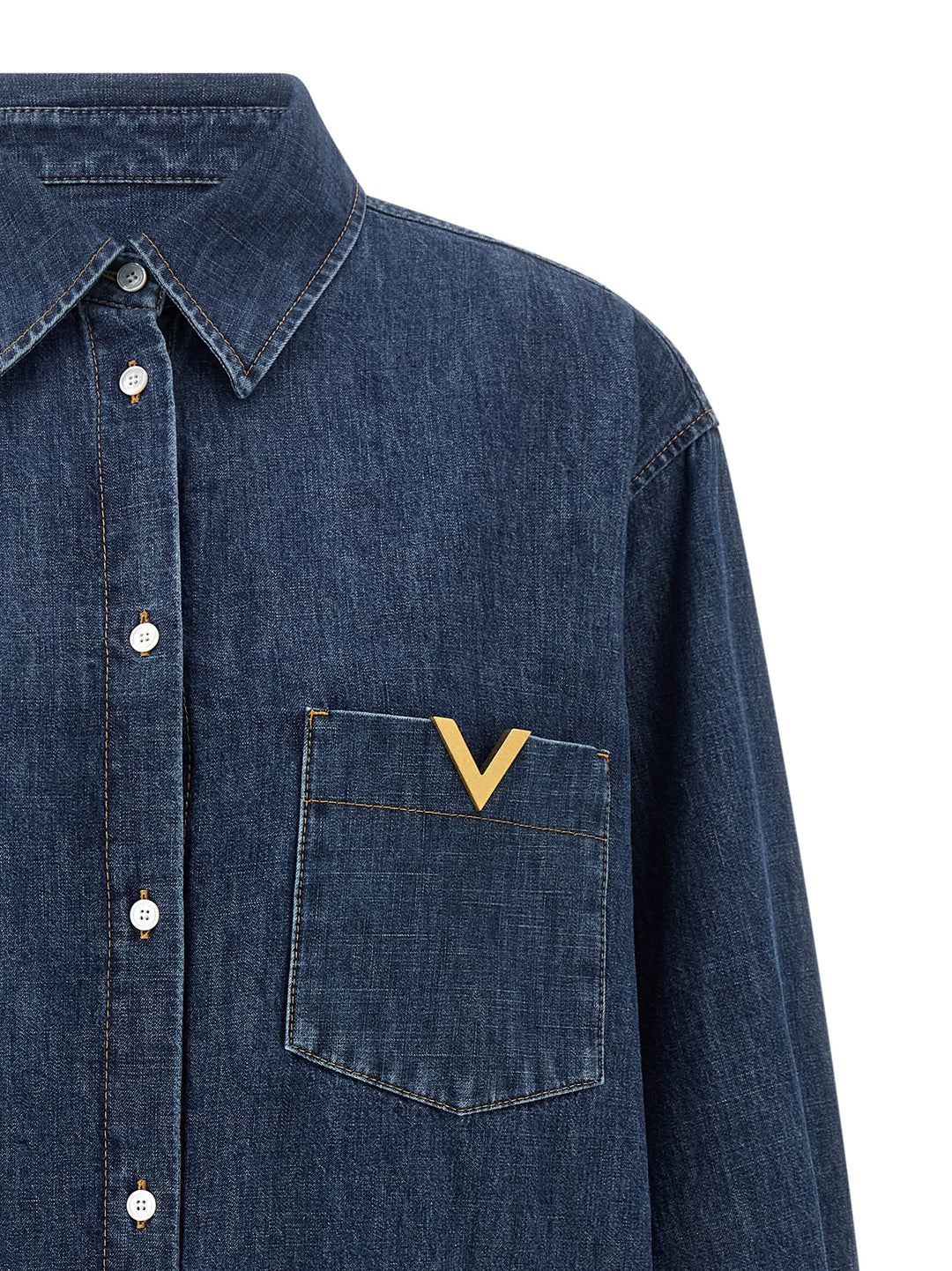 Valentino Garavani Valentino Garavani Vgold Shirt Shirt and Blouse - Blue | 5d5f64600f3c2573f266fea109e5cdba90f14b6e