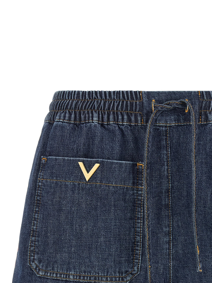 Valentino Garavani Valentino Garavani Chambray Denim Shorts Bermuda and Short - Blue | 392e9174af5576f22254c1606d441836d99b6e01